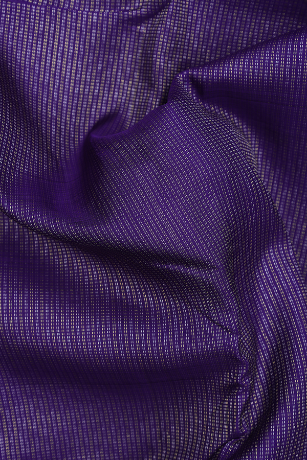 Kanchipuram Silk Saree In Royal Blue With Stripes Design