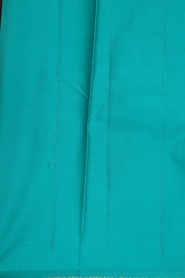 Kanchipuram Silk Saree In Navy Blue Along Checks With Buttas
