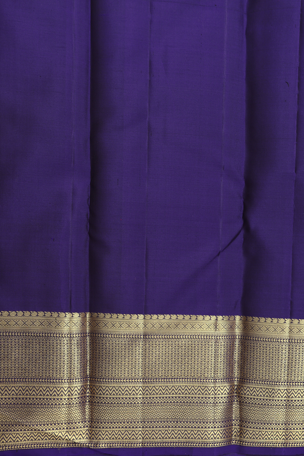 Kanchipuram Silk Saree In Navy Blue With Brocade Design