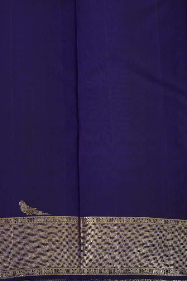Kanchipuram Silk Saree In Navy Blue With Brocade Design