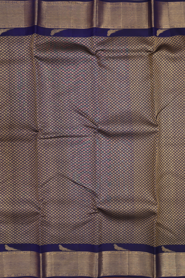 Kanchipuram Silk Saree In Navy Blue With Brocade Design