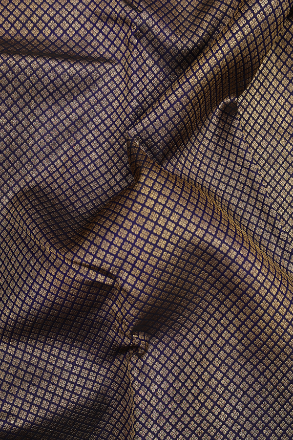 Kanchipuram Silk Saree In Navy Blue With Brocade Design