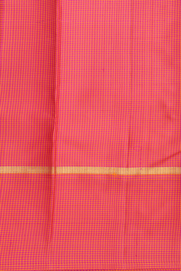 Kanchipuram Silk Saree In Navy Blue With Checks Border