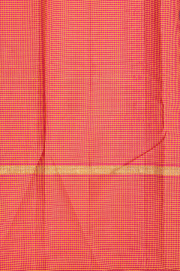 Kanchipuram Silk Saree In Navy Blue With Checks Border