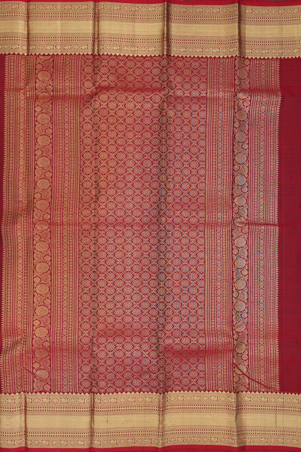 Kanchipuram Silk Saree In Navy Blue With Checks Design