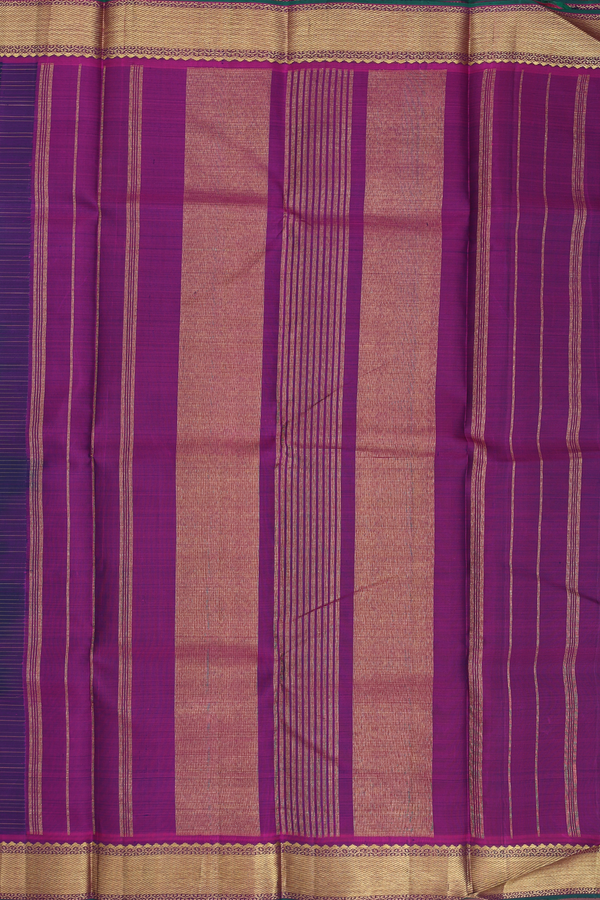 Kanchipuram Silk Saree In Navy Blue With Checks Design