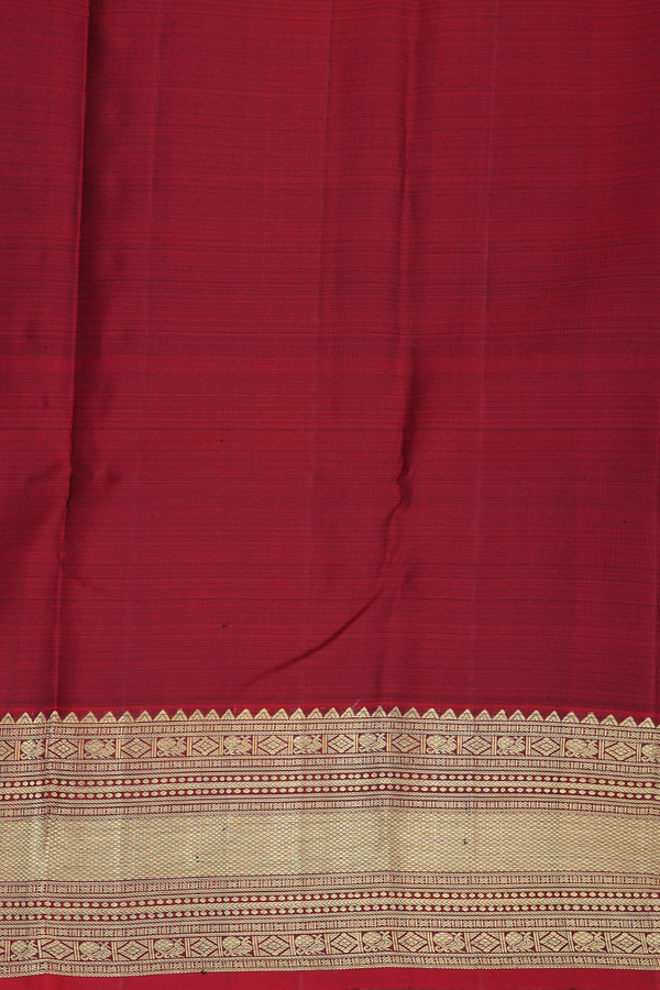 Kanchipuram Silk Saree In Navy Blue With Checks Design