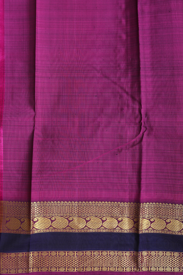 Kanchipuram Silk Saree In Navy Blue With Checks Design