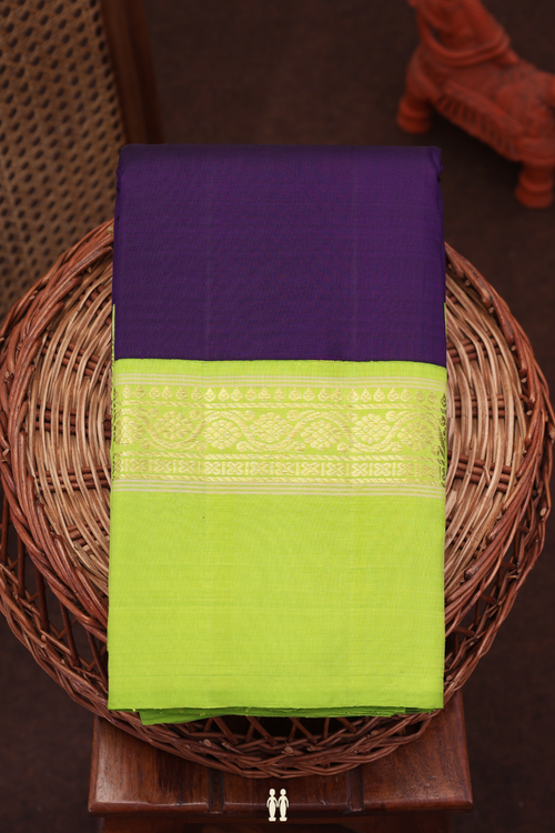 Kanchipuram Silk Saree In Royal Purple With Contrast Border