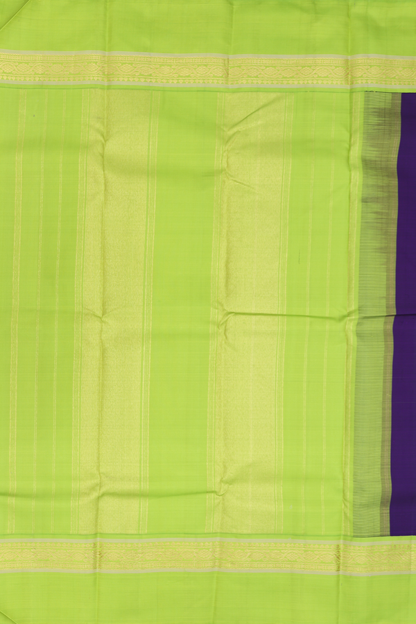Kanchipuram Silk Saree In Royal Purple With Contrast Border