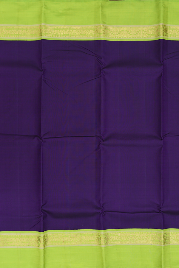 Kanchipuram Silk Saree In Royal Purple With Contrast Border