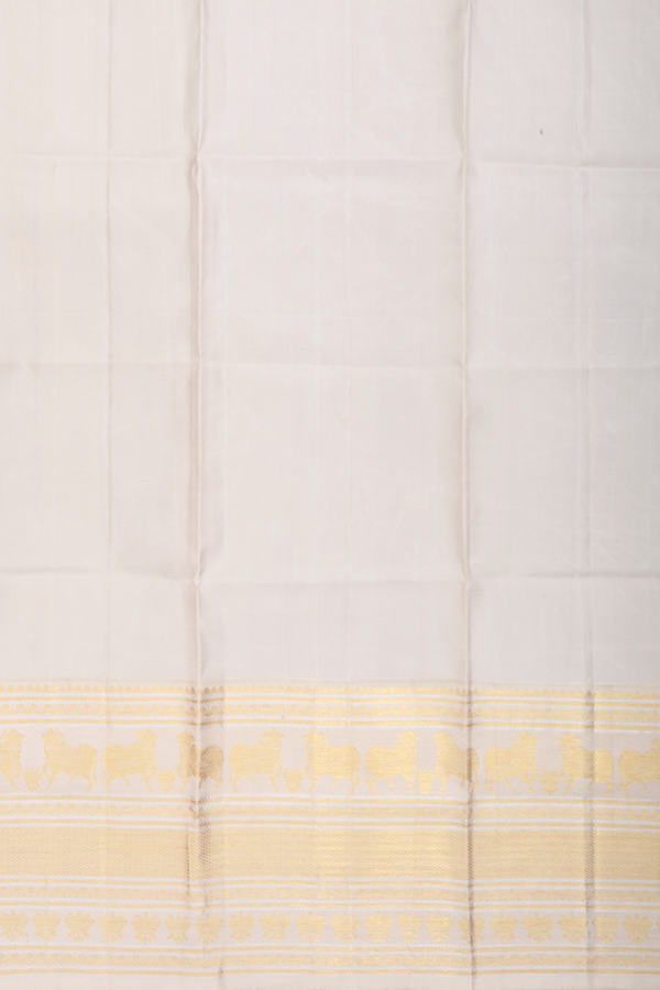 Kanchipuram Silk Saree In Oxford Blue With Floral Buttas