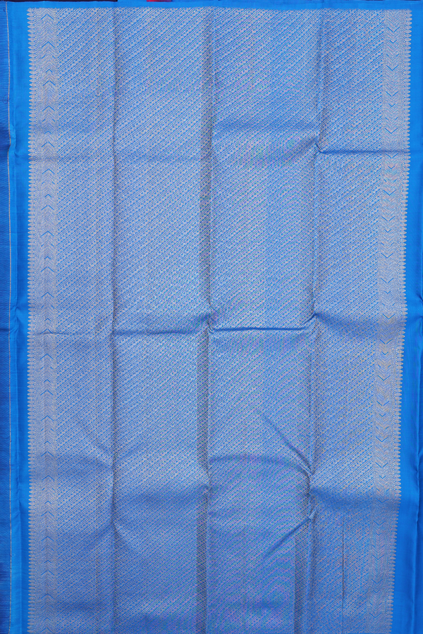 Kanchipuram Silk Saree In Navy Blue With Floral Design