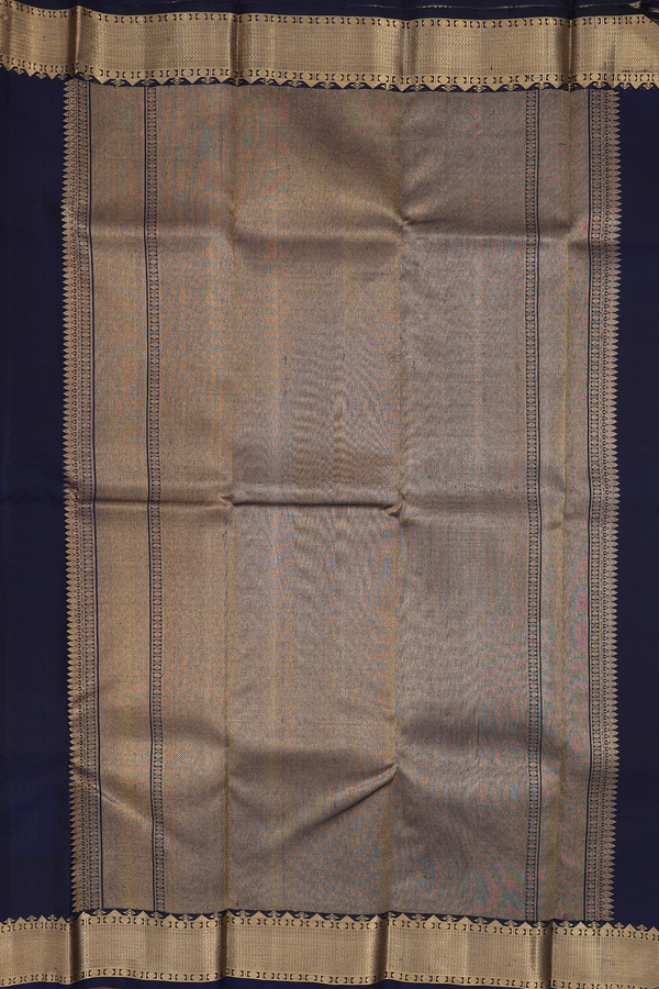 Kanchipuram Silk Saree In Navy Blue With Jacquard Pattern