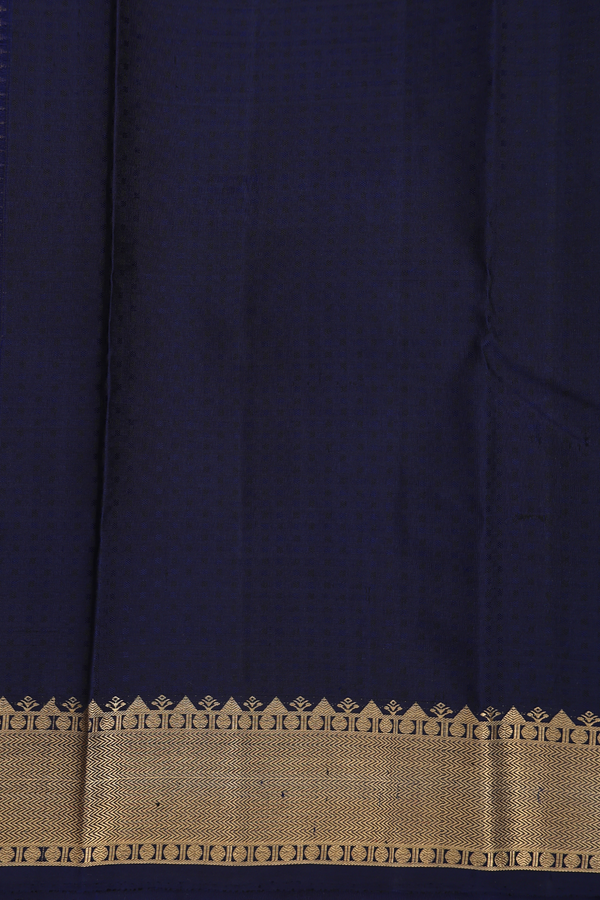 Kanchipuram Silk Saree In Navy Blue With Jacquard Pattern