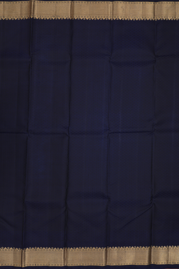 Kanchipuram Silk Saree In Navy Blue With Jacquard Pattern