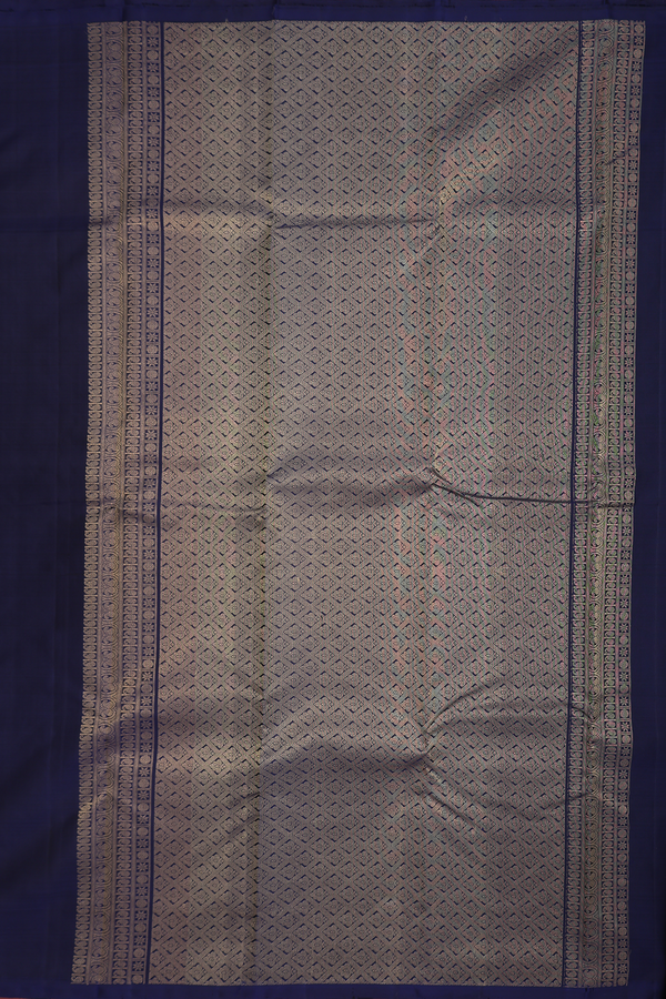 Kanchipuram Silk Saree In Navy Blue With Paisley Zari Motifs