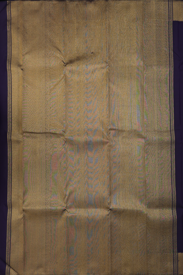 Kanchipuram Silk Saree In Navy Blue With Peacock Motifs
