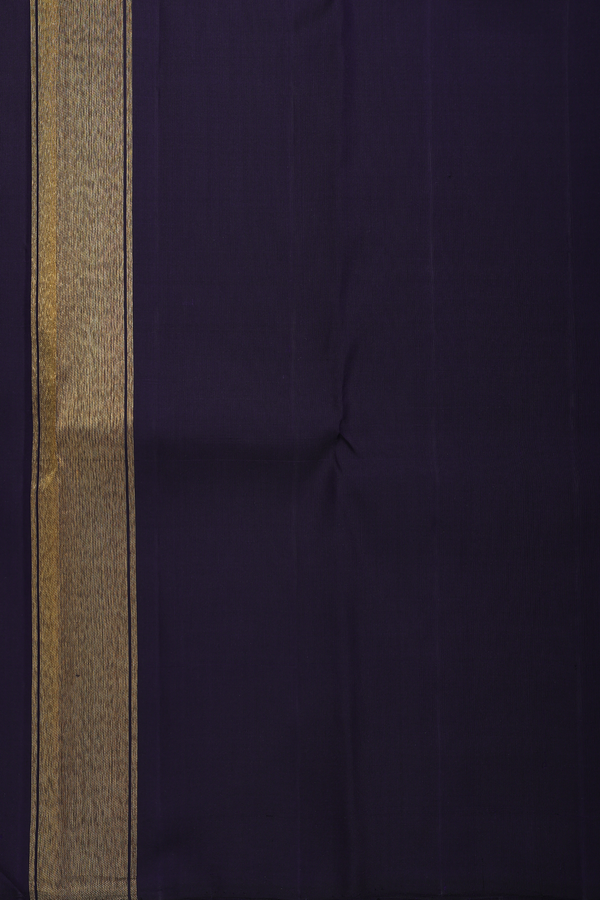 Kanchipuram Silk Saree In Navy Blue With Peacock Motifs