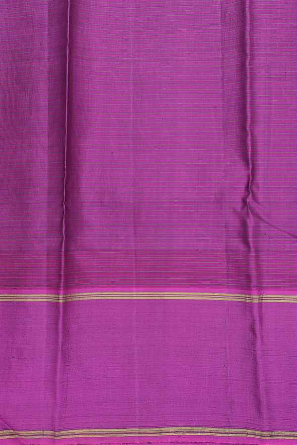 Kanchipuram Silk Saree In Navy Blue With Stripes Design
