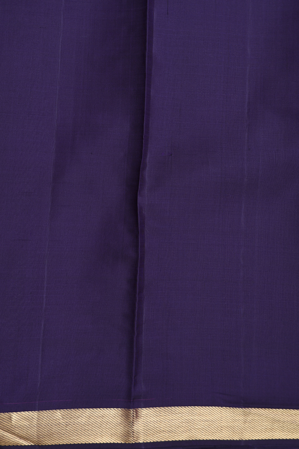 Kanchipuram Silk Saree In Navy Blue With Stripes Design