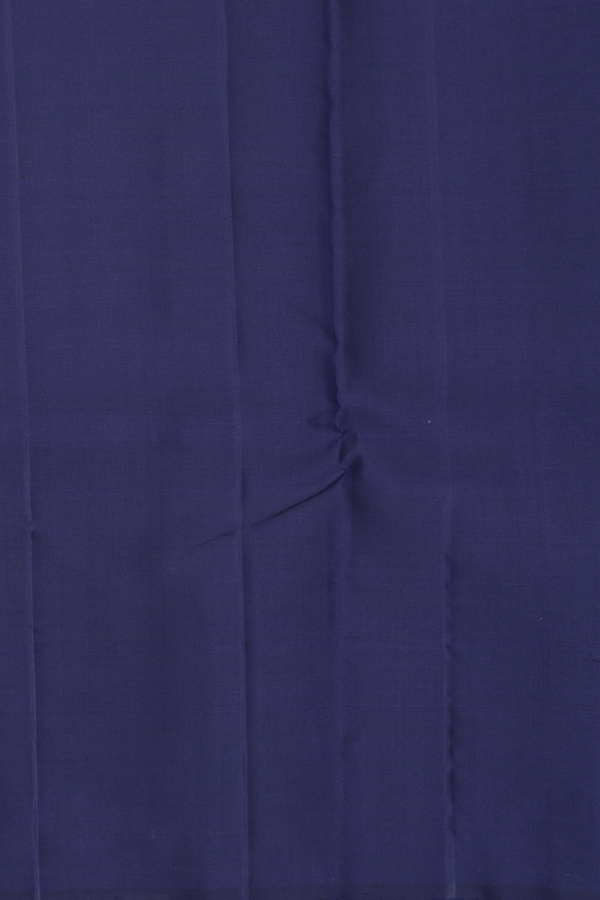 Kanchipuram Silk Saree In Navy Blue With Stripes Design