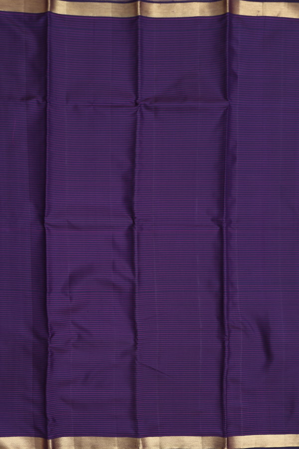 Kanchipuram Silk Saree In Navy Blue With Stripes Design