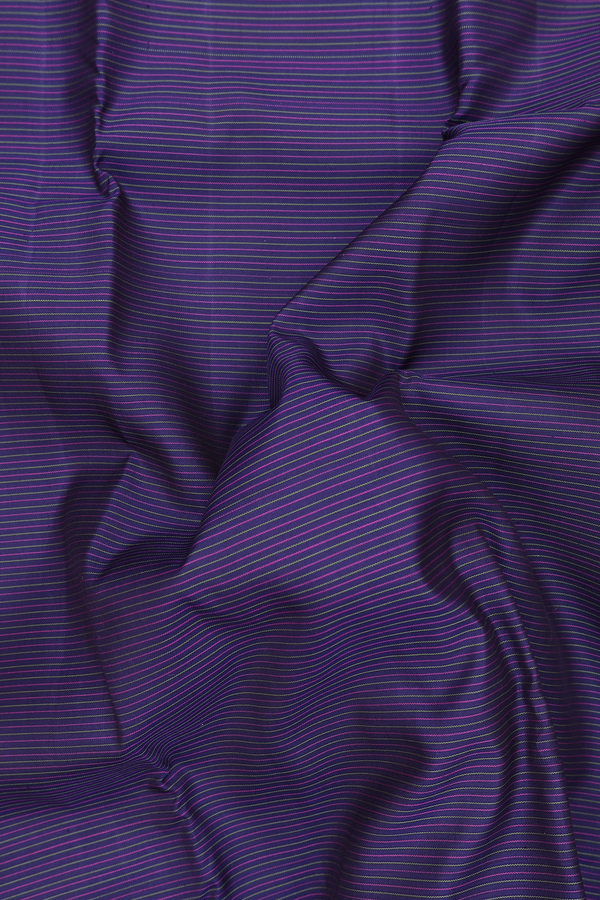 Kanchipuram Silk Saree In Navy Blue With Stripes Design