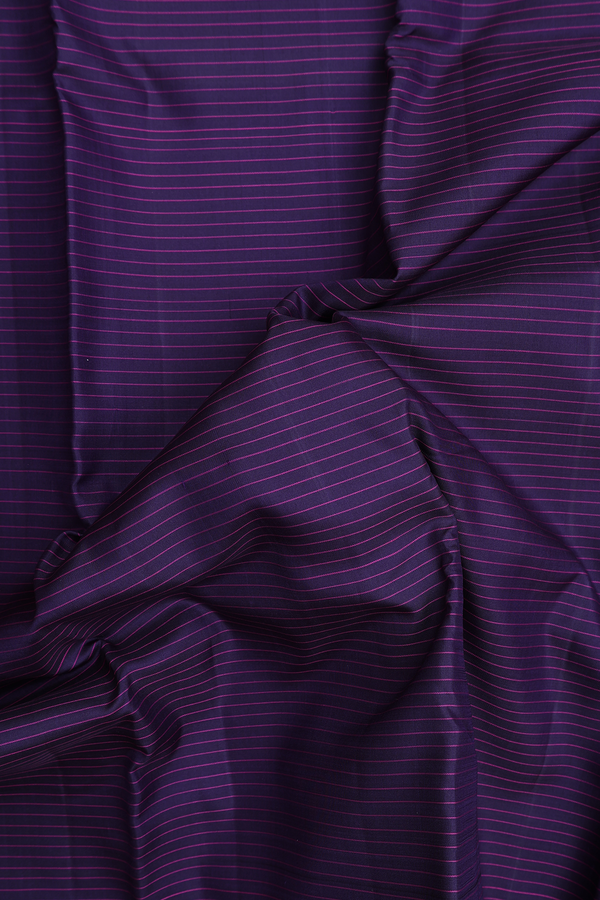 Kanchipuram Silk Saree In Navy Blue With Stripes Design