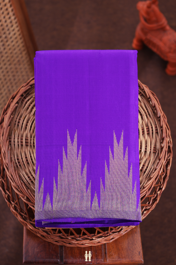 Kanchipuram Silk Saree In Purple With Temple Border