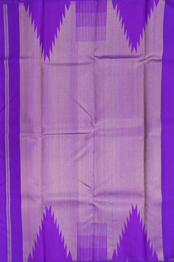 Kanchipuram Silk Saree In Purple With Temple Border