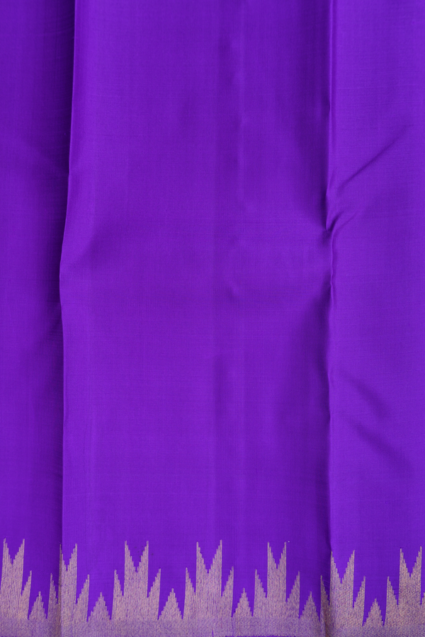 Kanchipuram Silk Saree In Purple With Temple Border