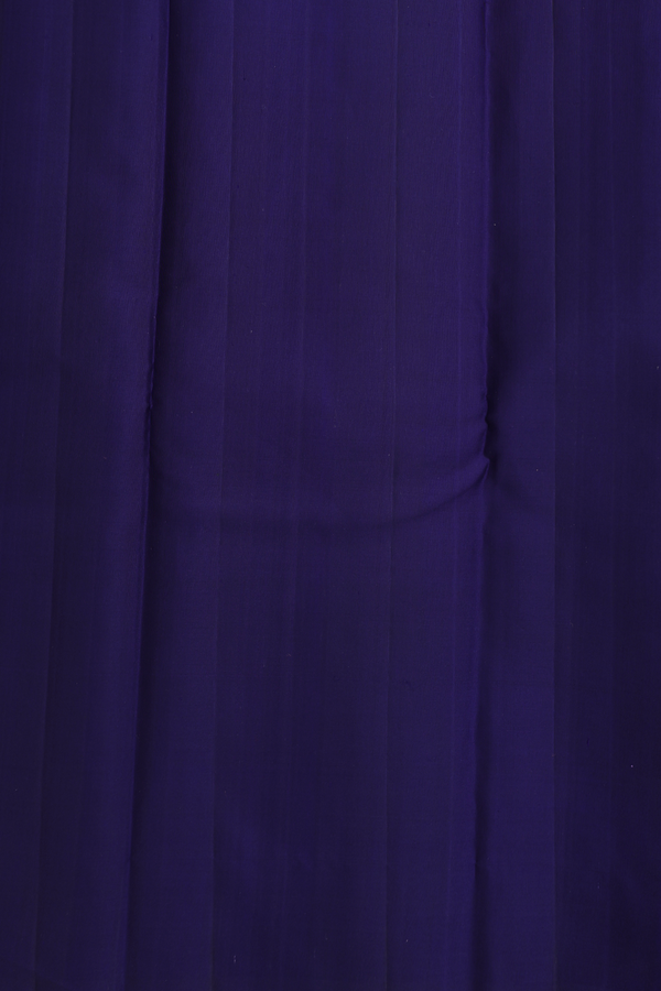 Kanchipuram Silk Saree In Navy Blue With Temple Border