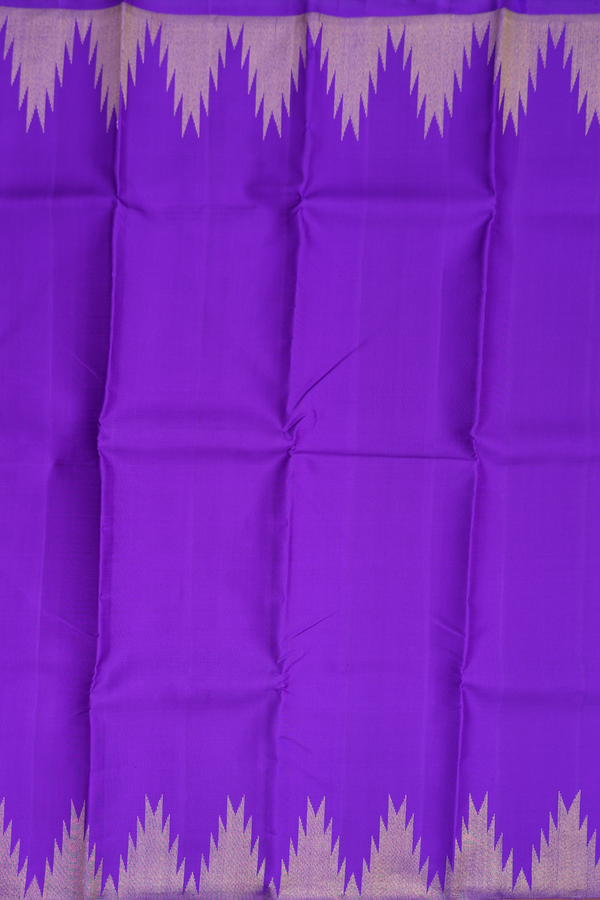Kanchipuram Silk Saree In Purple With Temple Border