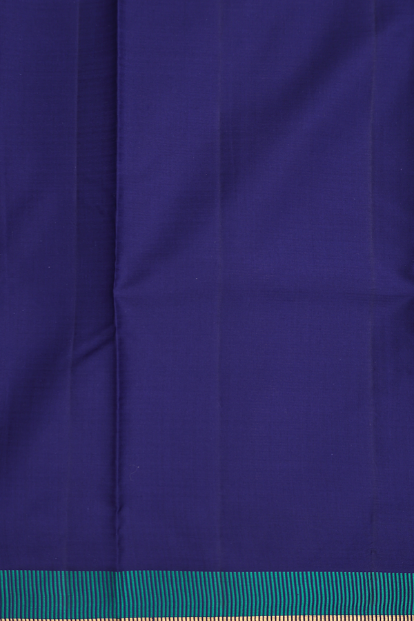 Kanchipuram Silk Saree In Navy Blue With Threadwork Border