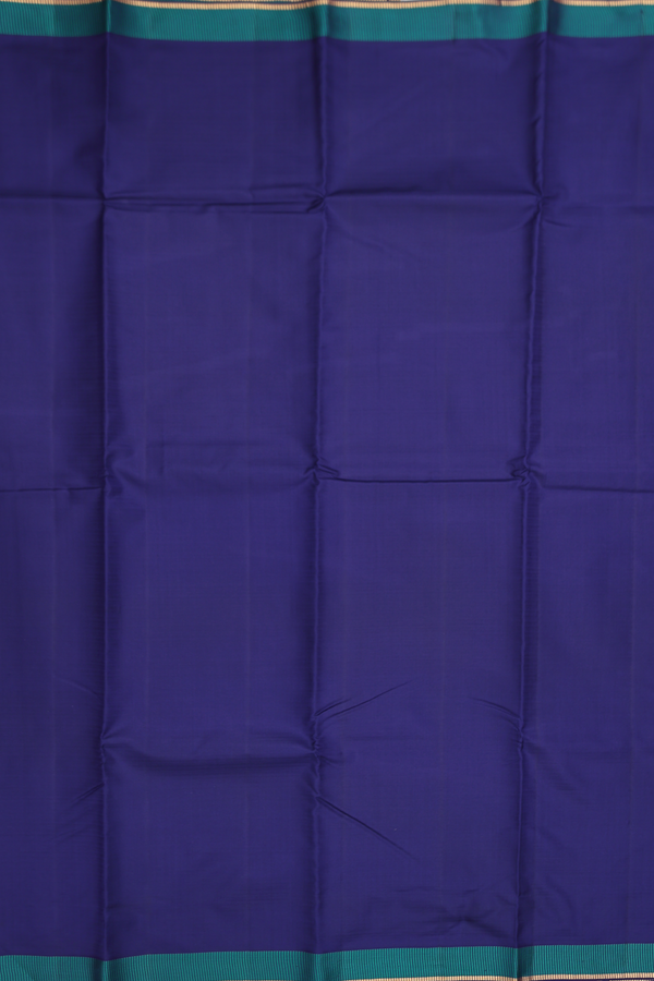 Kanchipuram Silk Saree In Navy Blue With Threadwork Border