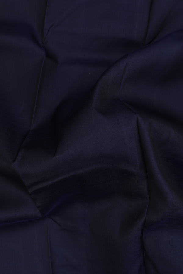 Kanchipuram Silk Saree In Navy Blue With Zari Border