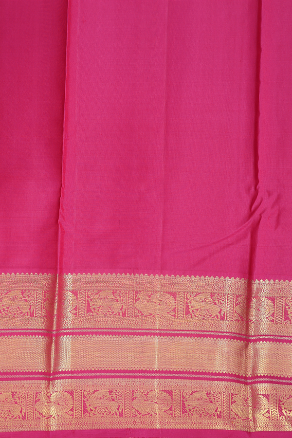 Kanchipuram Silk Saree In Navy Blue With Zari Buttas