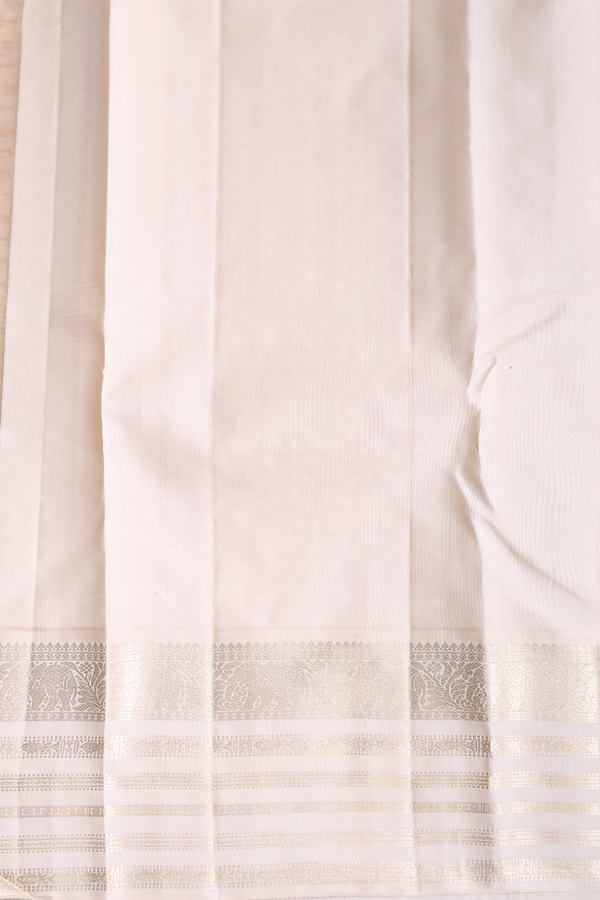 Kanchipuram Silk Saree In Navy Blue With Zari Buttas