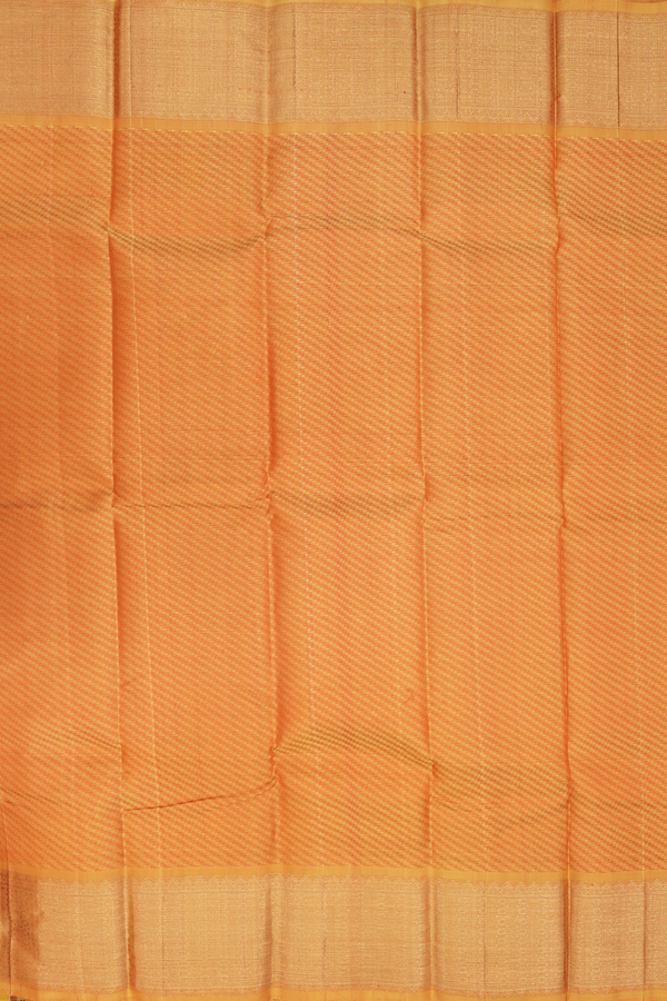Kanchipuram Silk Saree In Ochre Orange With Diagonal Design