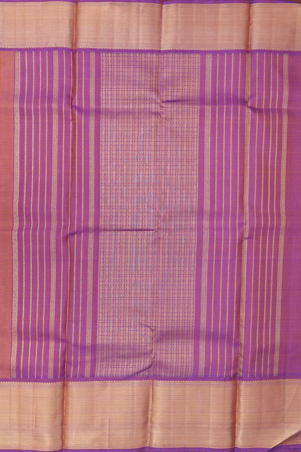 Kanchipuram Silk Saree In Ochre Orange With Jacquard Pattern