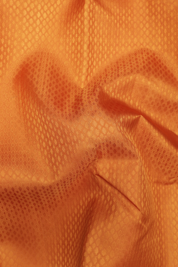 Kanchipuram Silk Saree In Ochre Orange With Jacquard Pattern