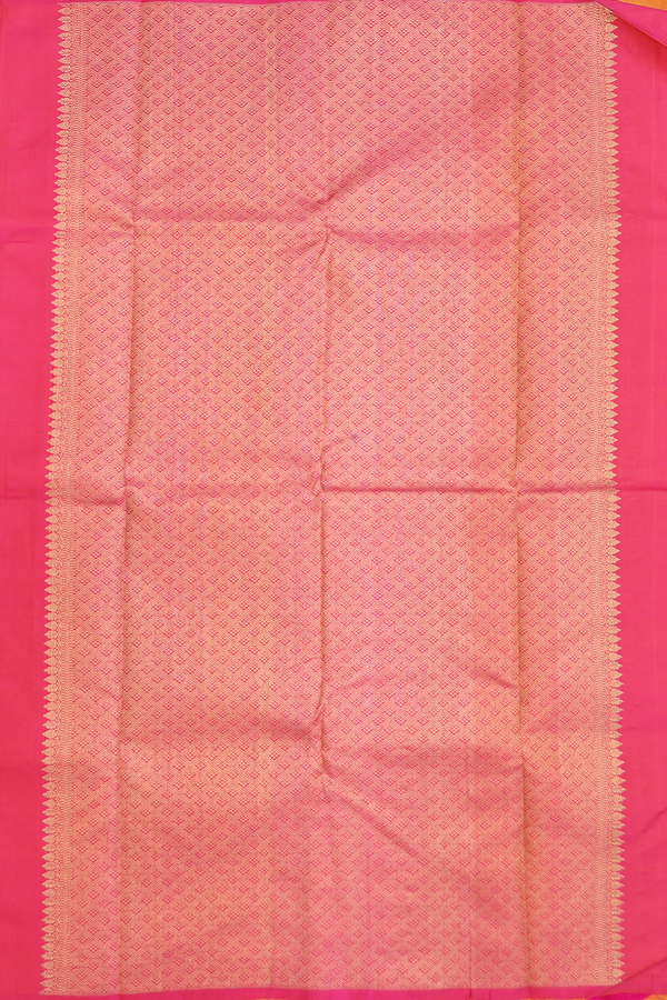 Kanchipuram Silk Saree In Ochre Orange With Paisley Design