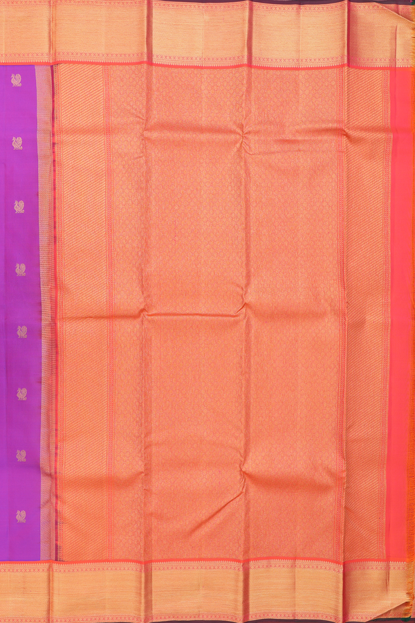 Kanchipuram Silk Saree In Purple Rose With Peacock Buttas