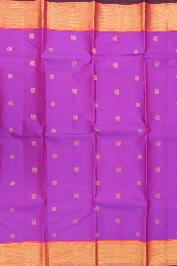 Kanchipuram Silk Saree In Purple Rose With Peacock Buttas
