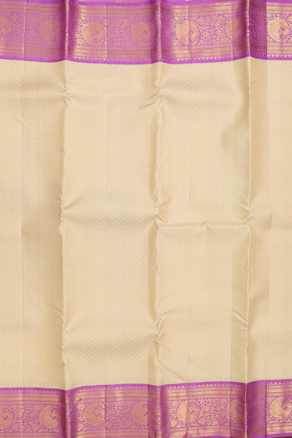 Kanchipuram Silk Saree In Off White With Brocade Design