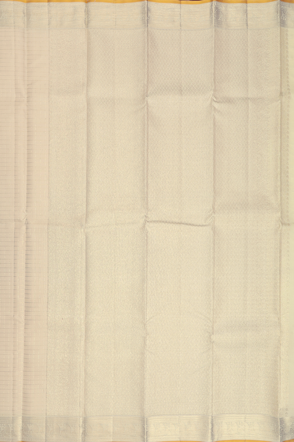 Kanchipuram Silk Saree In Off White With Checks Design