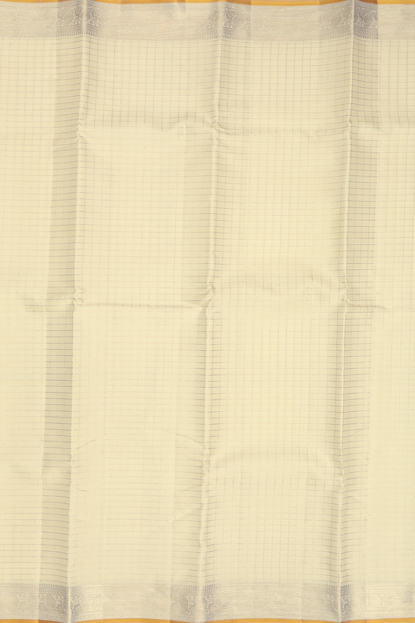 Kanchipuram Silk Saree In Off White With Checks Design