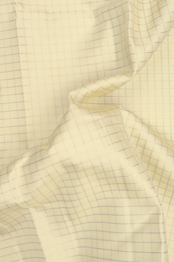 Kanchipuram Silk Saree In Off White With Checks Design