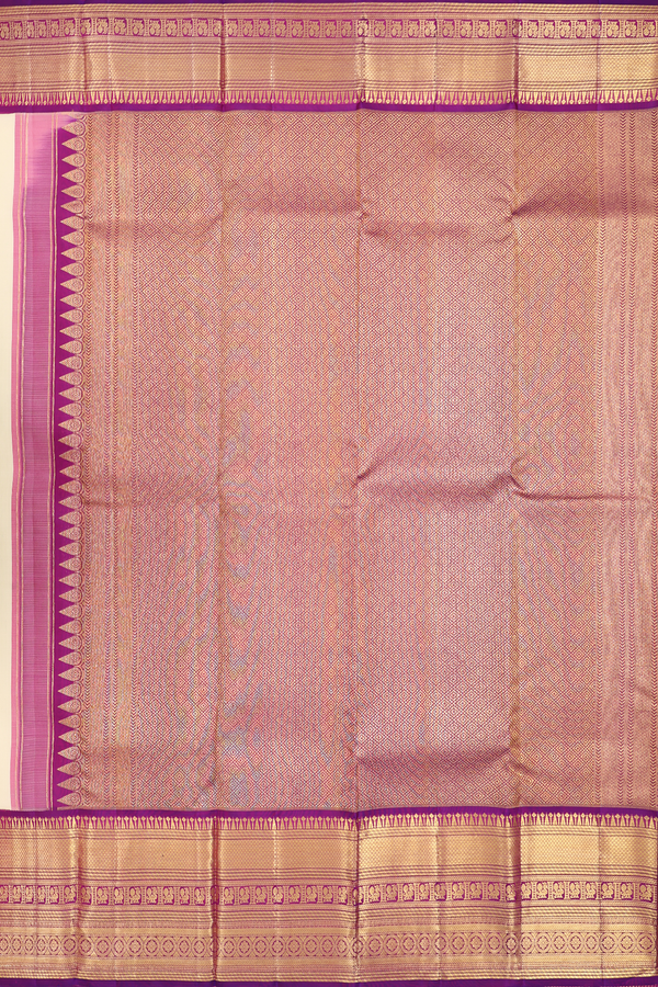 Kanchipuram Silk Saree In Off White With Chakram Buttas